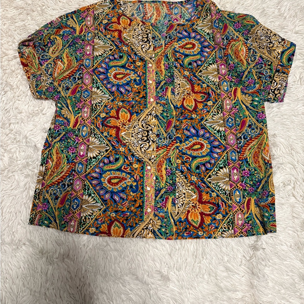 SHEIN Men's Colorful Paisley Button Down Shirt